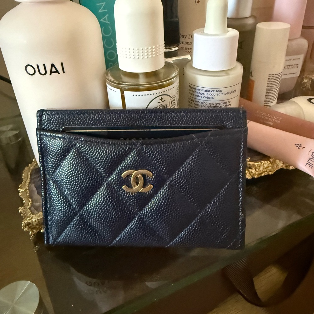 Chanel Navy Quilted Card Holder